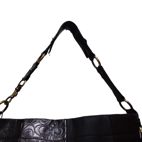 ☆☆SOLD☆☆Coach Brown Patchwork Leather Shoulder Bag - Picture 4 of 15